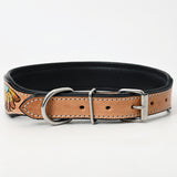 Hilason Western Floral Hand Painted Tooled Heavy Duty Genuine Leather Dog Collar