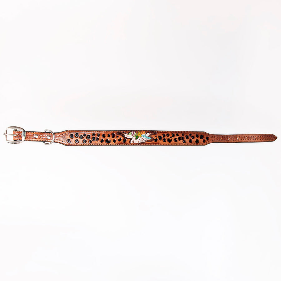 HIlason Genuine Leather Dog Collar Hand Tooled