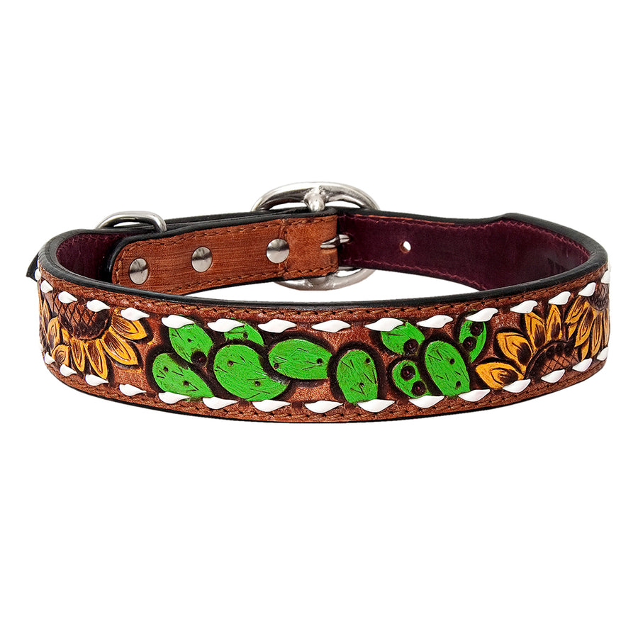 X Small Strong Genuine Leather Dog Collar Hand Tooled Hilason - Uhorse