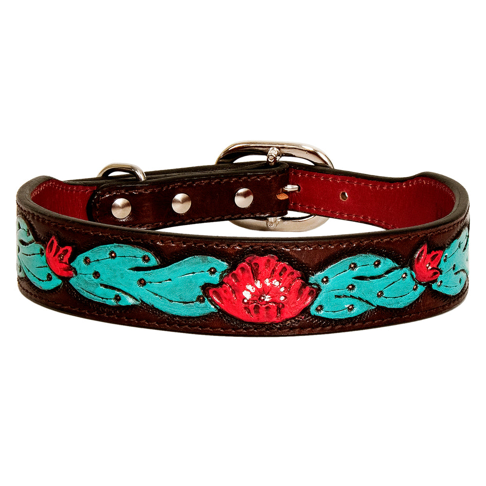 Strong Genuine Leather Dog Collar Hand Tooled Hilason