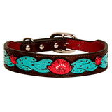 Medium Strong Genuine Leather Dog Collar Hand Tooled Hilason by Hilason – Cowboy and equestrian accessories