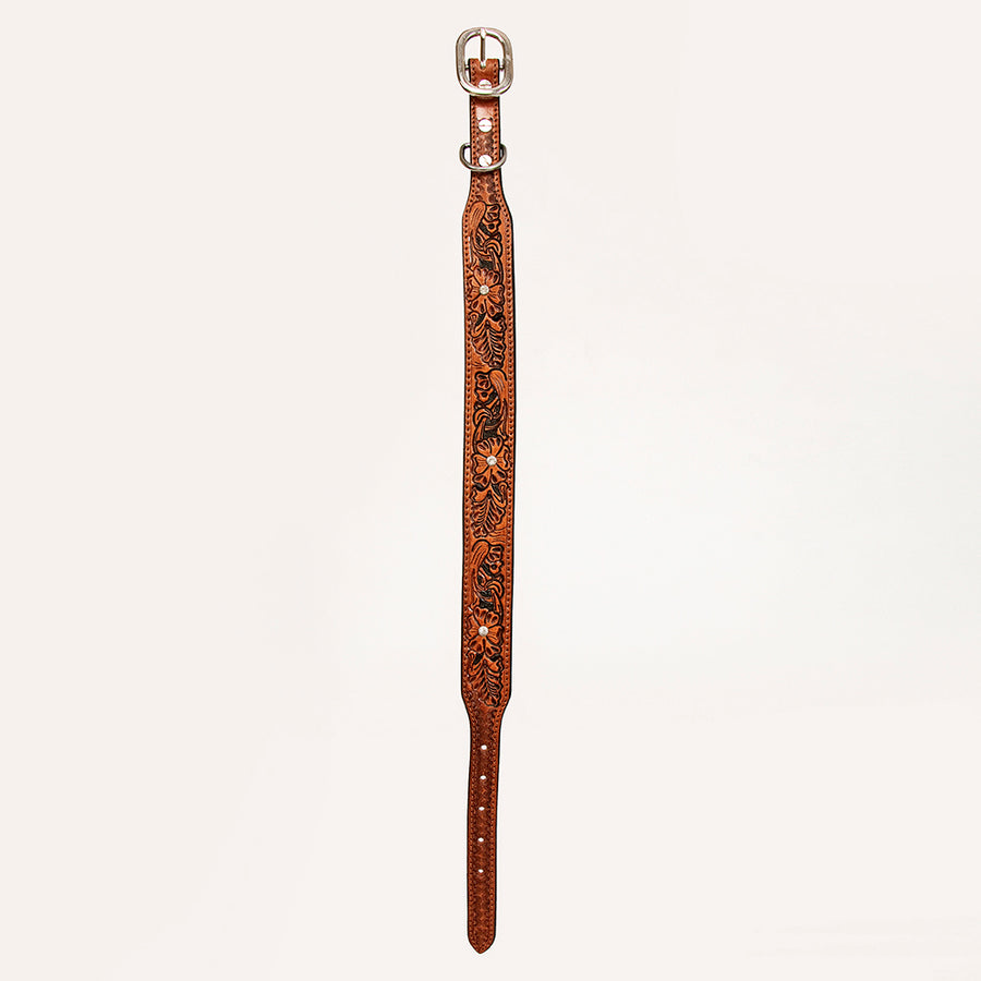 HIlason Genuine Leather Dog Collar Hand Tooled