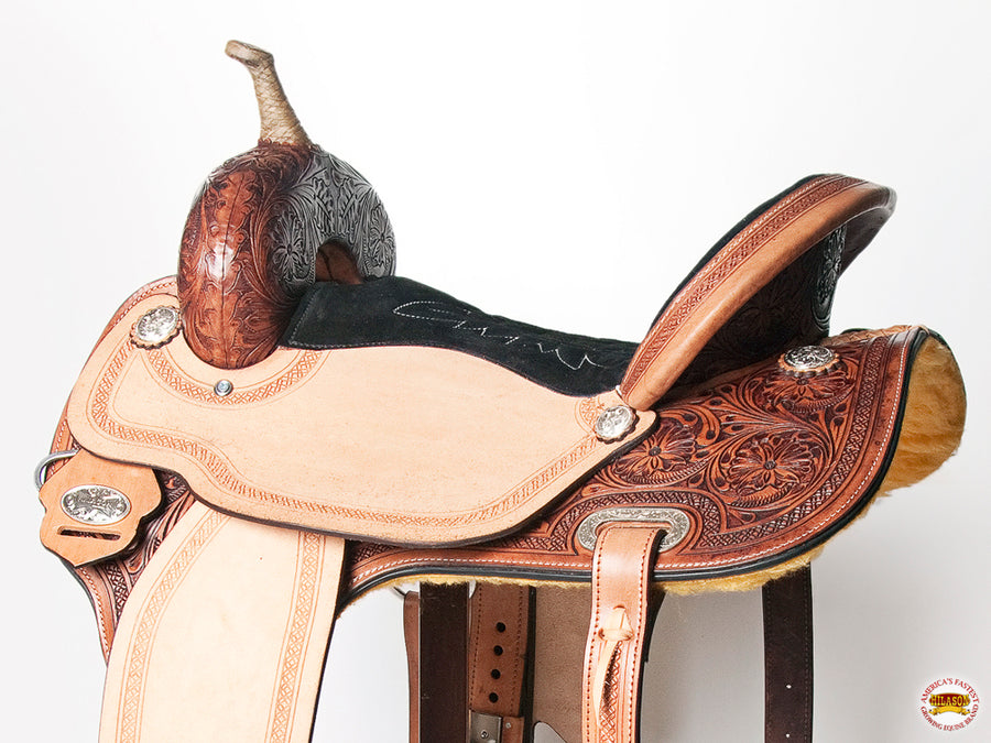 HILASON Western Horse Barrel Racing Saddle Trail Pleasure American Leather | Hand Tooled Wade & Roping For Horses