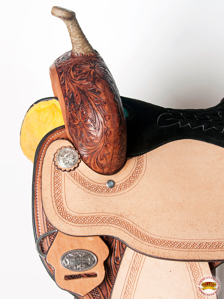 HILASON Western Horse Barrel Racing Saddle Trail Pleasure American Leather | Hand Tooled Wade & Roping For Horses