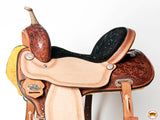 HILASON Western Horse Barrel Racing Saddle Trail Pleasure American Leather | Hand Tooled | Horse Saddle | Western Saddle | Wade & Roping Saddle | Horse Leather Saddle | Saddle For Horses