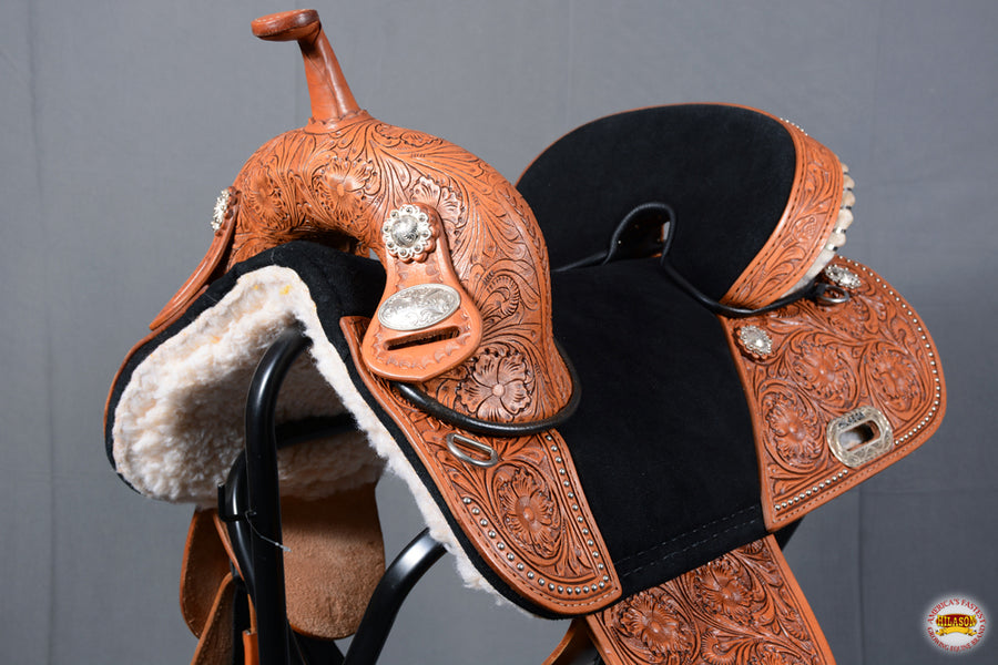 15 In Hilason Western Horse Saddle Treeless Trail Barrel Leather Oiled
