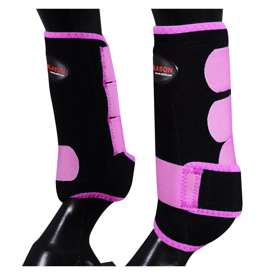 HILASON Horse Front Leg Neoprene Shock Absorbing Sport Boot Black/Pink Large - Hilason