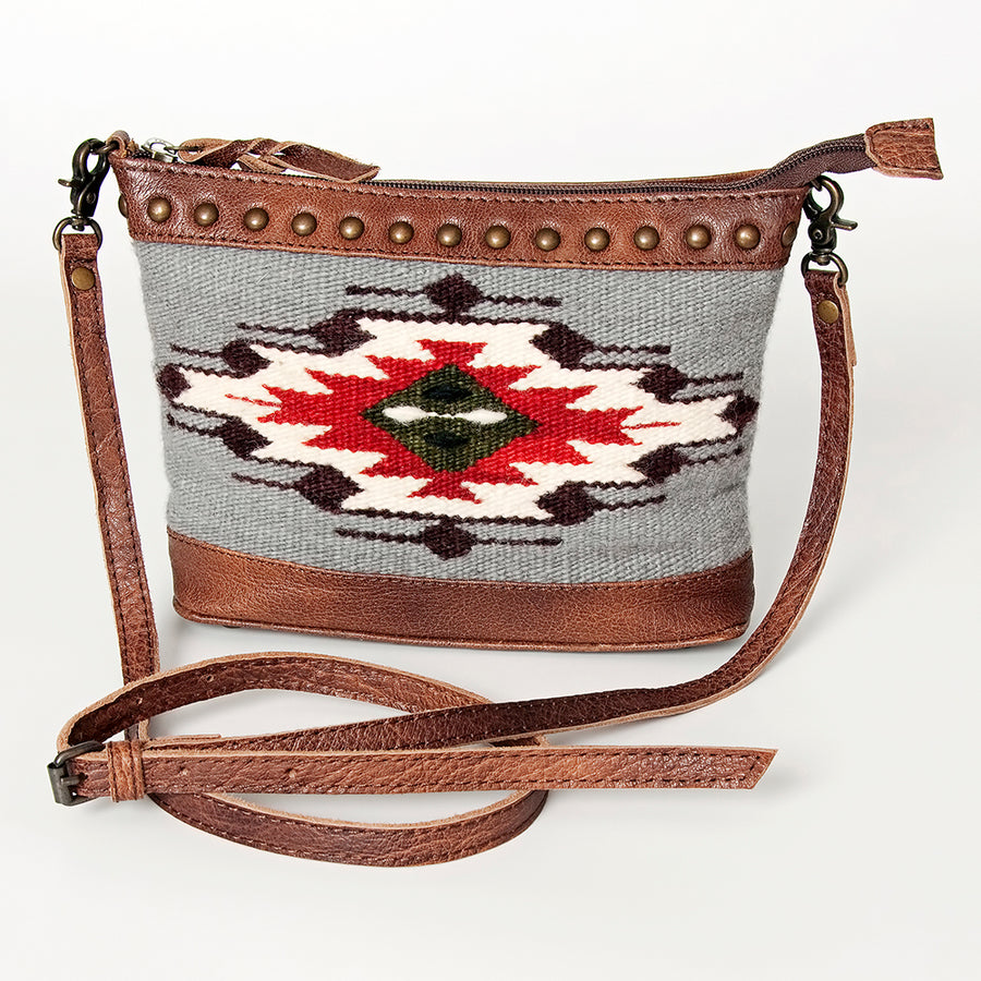 American Darling Cross body Bag for Women, Premium Vegetable-Tanned Full Grain Leather, Hand Woven Saddle Blanket & YKK Zipper