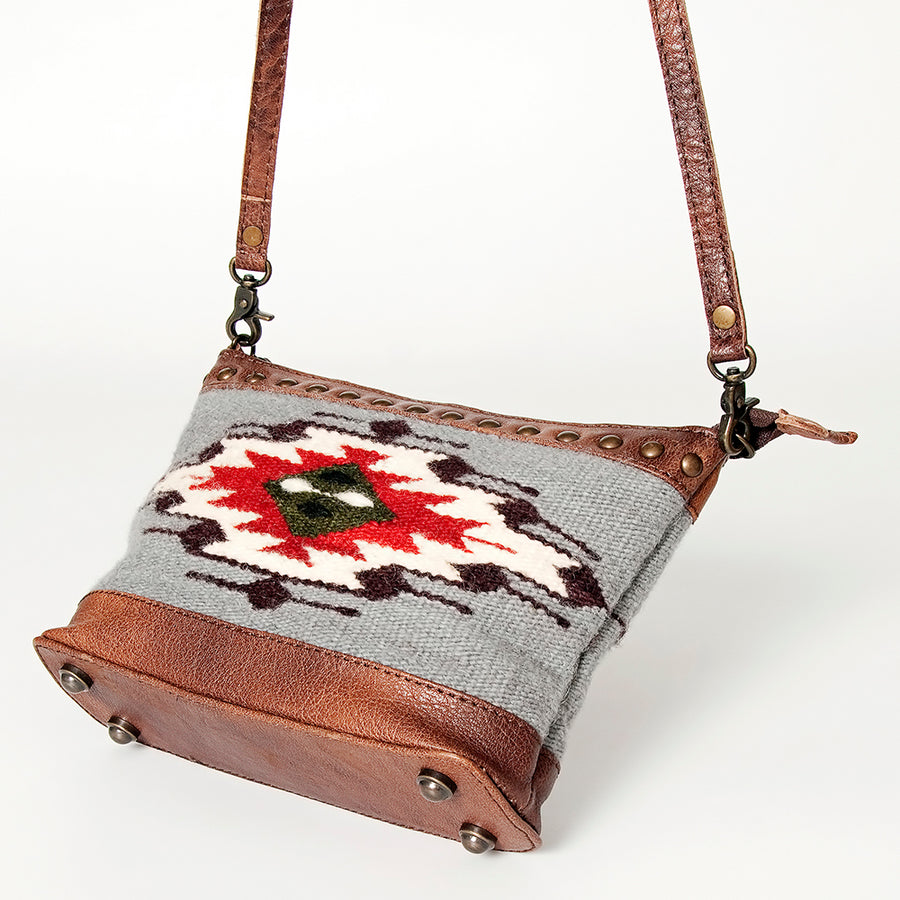 American Darling Cross body Bag for Women, Premium Vegetable-Tanned Full Grain Leather, Hand Woven Saddle Blanket & YKK Zipper