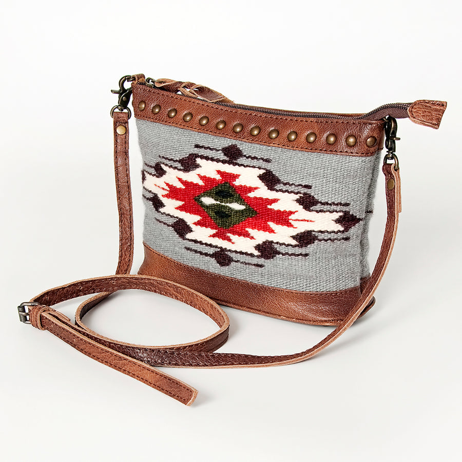 American Darling Western Leather Cross body Bag - Handcrafted Woven Saddle Blanket Purse - Hilason