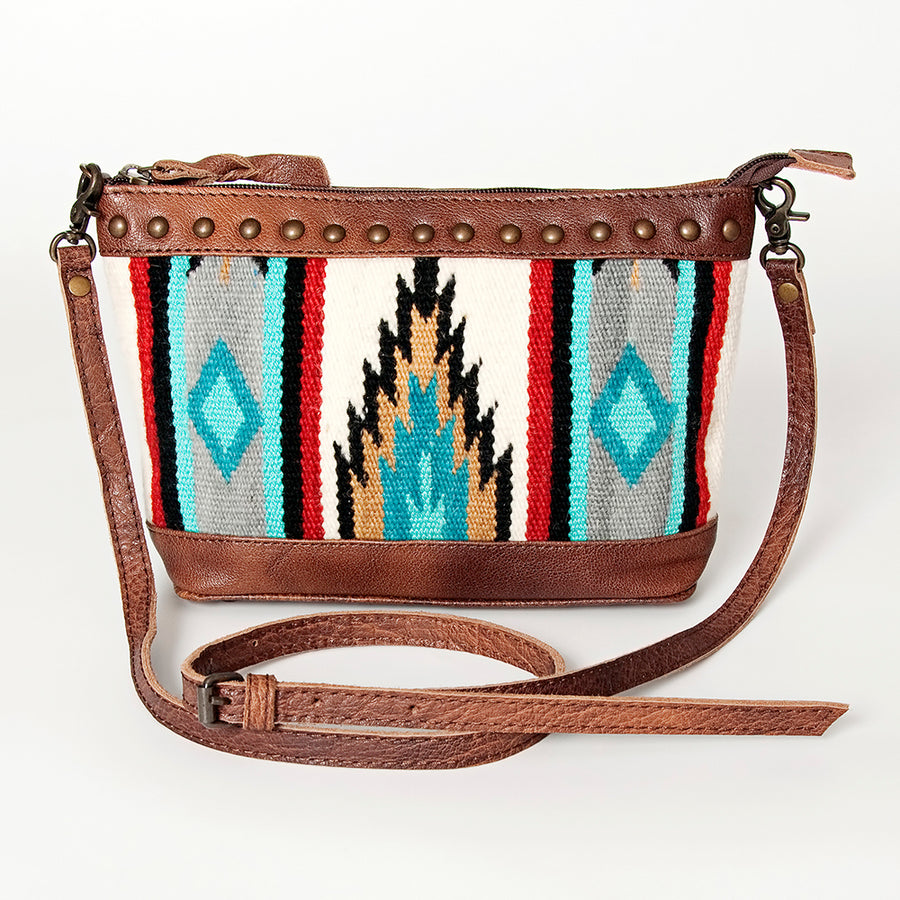 American Darling Cross body Bag for Women, Premium Vegetable-Tanned Full Grain Leather, Hand Woven Saddle Blanket & YKK Zipper