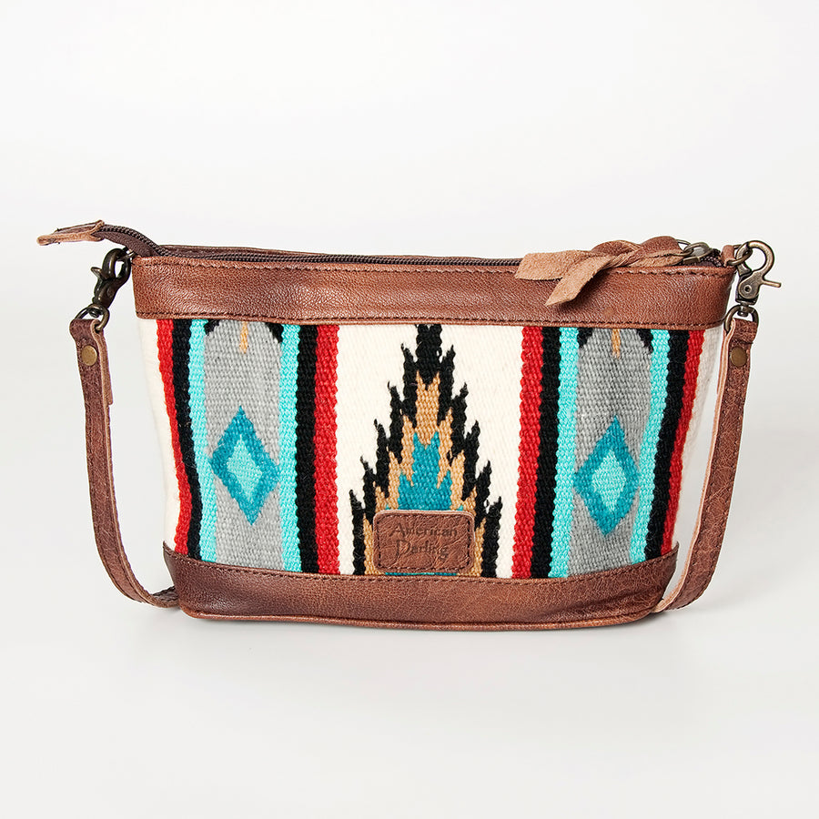 American Darling Cross body Bag for Women, Premium Vegetable-Tanned Full Grain Leather, Hand Woven Saddle Blanket & YKK Zipper