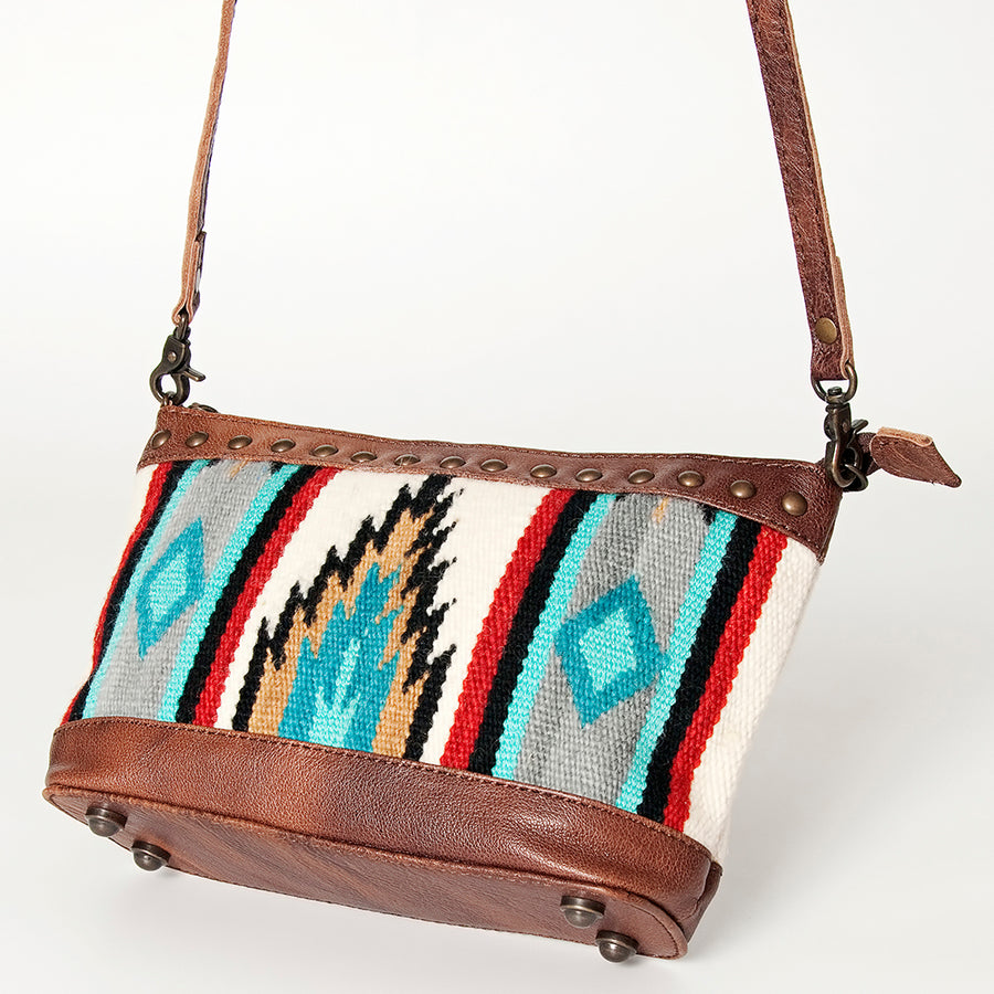 American Darling Cross body Bag for Women, Premium Vegetable-Tanned Full Grain Leather, Hand Woven Saddle Blanket & YKK Zipper