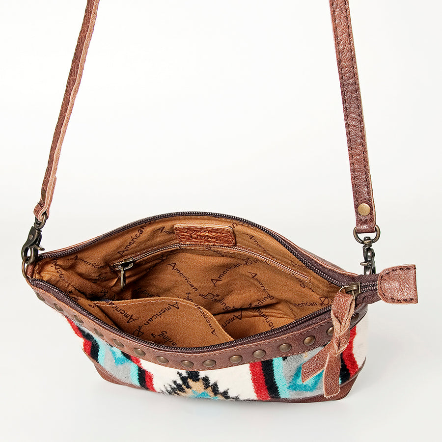 American Darling Cross body Bag for Women, Premium Vegetable-Tanned Full Grain Leather, Hand Woven Saddle Blanket & YKK Zipper