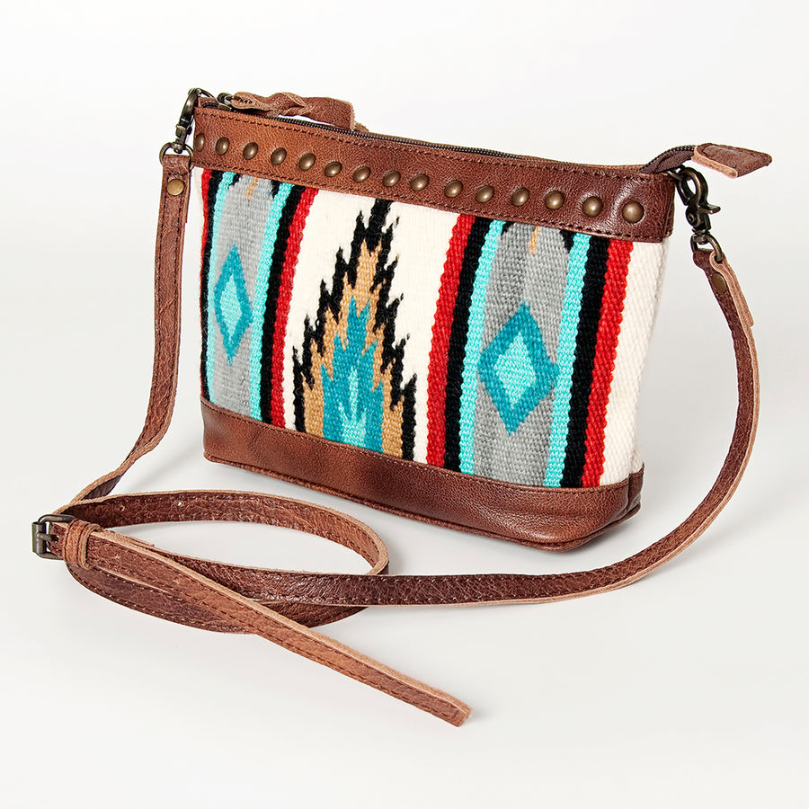American Darling Western Leather Cross body Bag - Handcrafted Woven Saddle Blanket Purse - Hilason