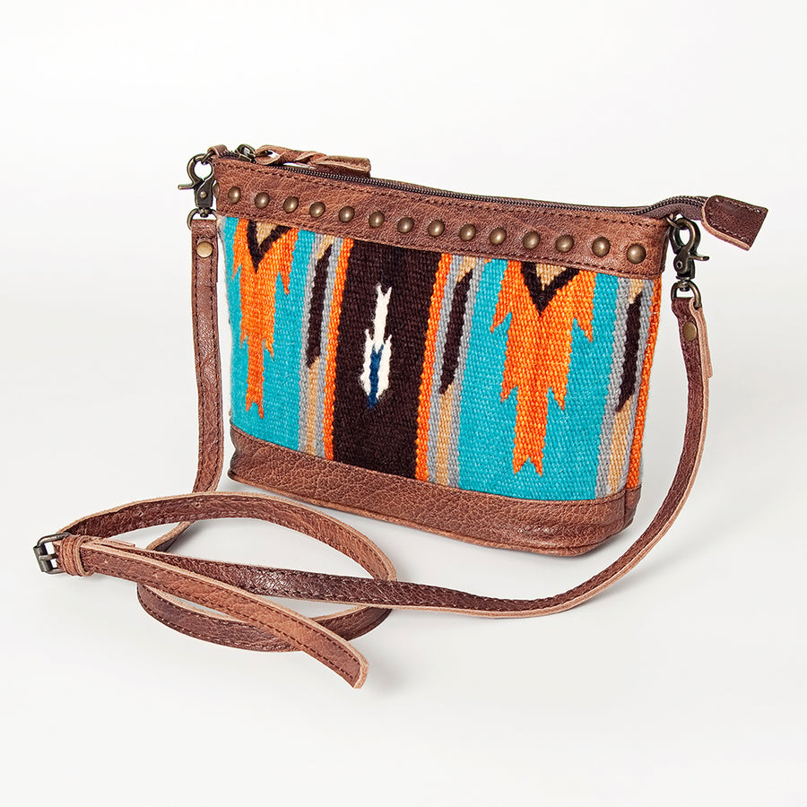 American Darling Cross body Bag for Women, Premium Vegetable-Tanned Full Grain Leather, Hand Woven Saddle Blanket & YKK Zipper
