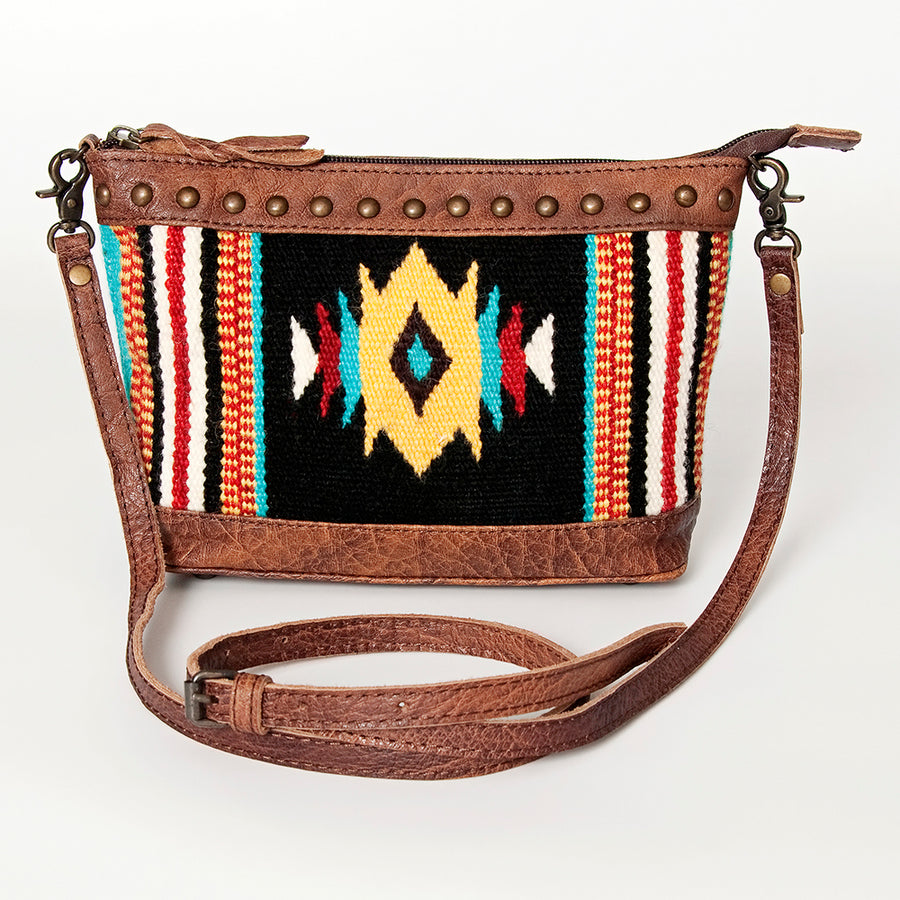 American Darling Cross body Bag for Women, Premium Vegetable-Tanned Full Grain Leather, Hand Woven Saddle Blanket & YKK Zipper