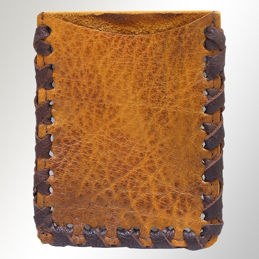 Tan leather phone pouch with whipstitched edges - Uhorse