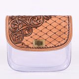 American Darling ADBGL118 Clear Bag Hand Tooled Genuine Leather Women Bag Western Handbag Purse