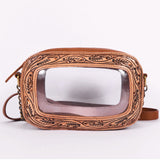 American Darling ADBGL120 Clear Bag Hand Tooled Genuine Leather Women Bag Western Handbag Purse