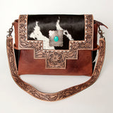 ADBG842B American Darling Hand Tooled Hair On Genuine Leather Women Bag Western Handbag Purse