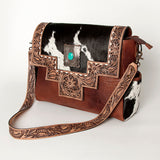 ADBG842B American Darling Hand Tooled Hair On Genuine Leather Women Bag Western Handbag Purse