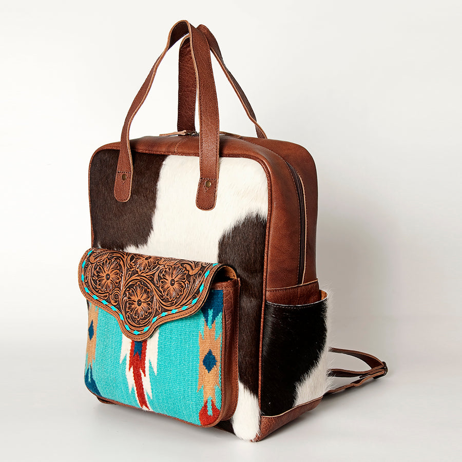 American Darling Hand Tooled Floral and Saddle Blanket Leather Western Backpack - Uhorse