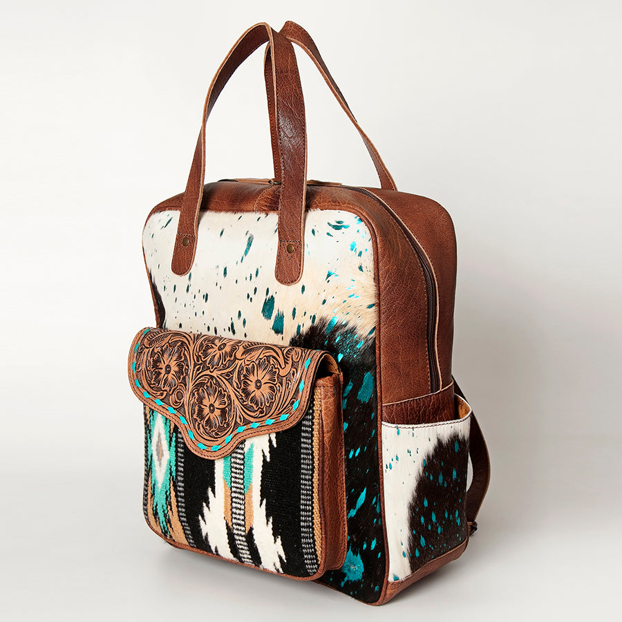 American Darling Hand Tooled Floral and Saddle Blanket Leather Western Backpack - Uhorse