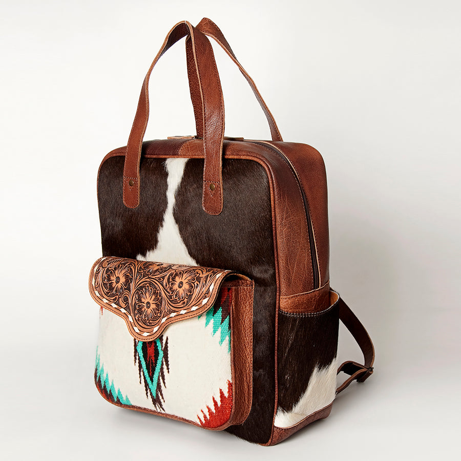 American Darling Hand Tooled Floral and Saddle Blanket Leather Western Backpack - Uhorse