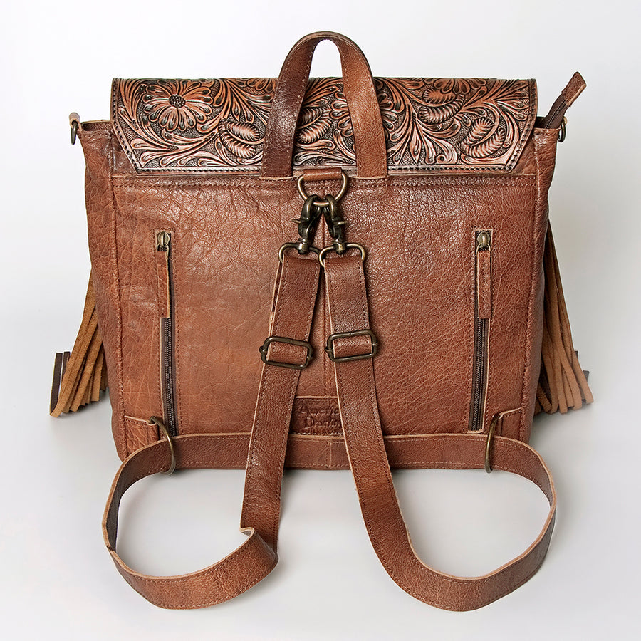 American Darling Messenger Bag for Women, Hand Tooled Floral Leather, Hair-On Cowhide, Saddle Blanket, Genuine Western Leather