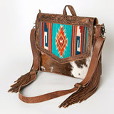 ADBG852E American Darling Hand Tooled Saddle Blanket Hair On Genuine Leather Women Bag Western Handbag Purse