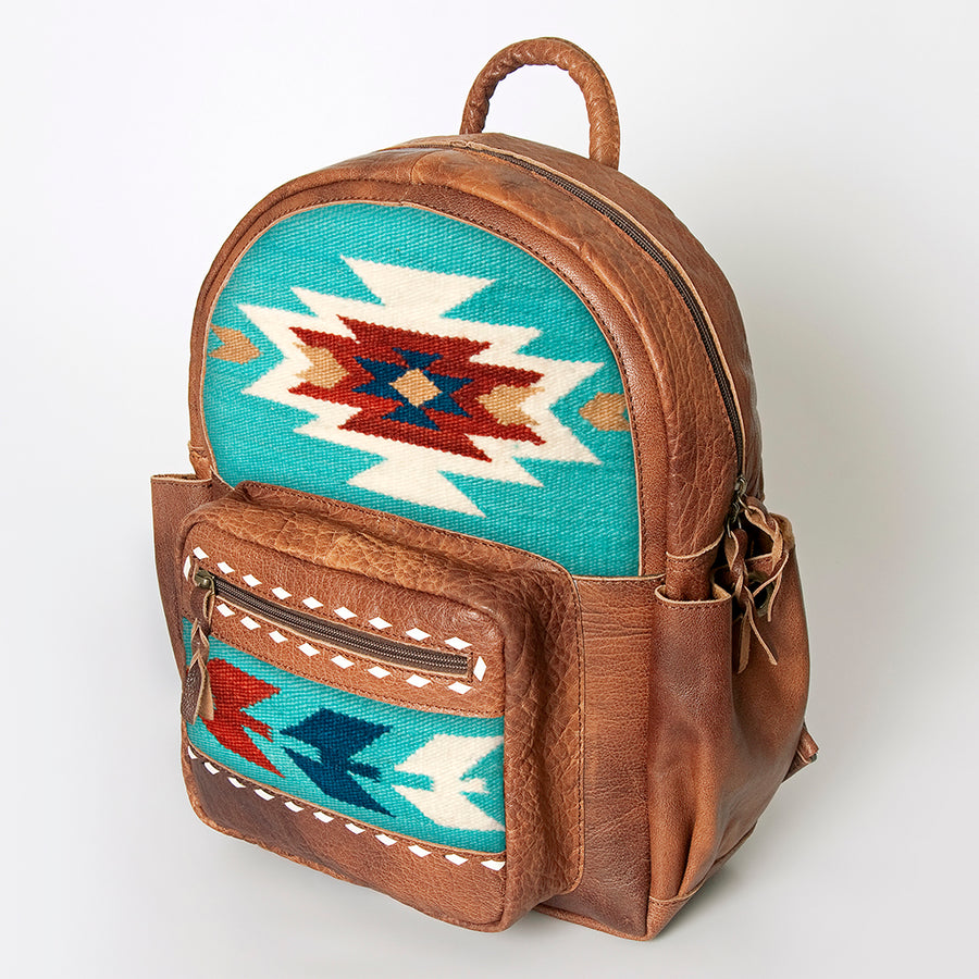 American Darling Hand Woven Saddle Blanket and Leather Western Backpack - Uhorse
