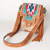 ADBG856D American Darling Hand Tooled Saddle Blanket Hair On Genuine Leather Women Bag Western Handbag Purse