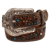 28" Ariat Girls Rhinestone Sparkly Floral Leather Belt by Hilason – Cowboy and equestrian accessories