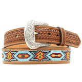 Nocona Mens Basketweave Tabs Aztec Star Bead Inlay