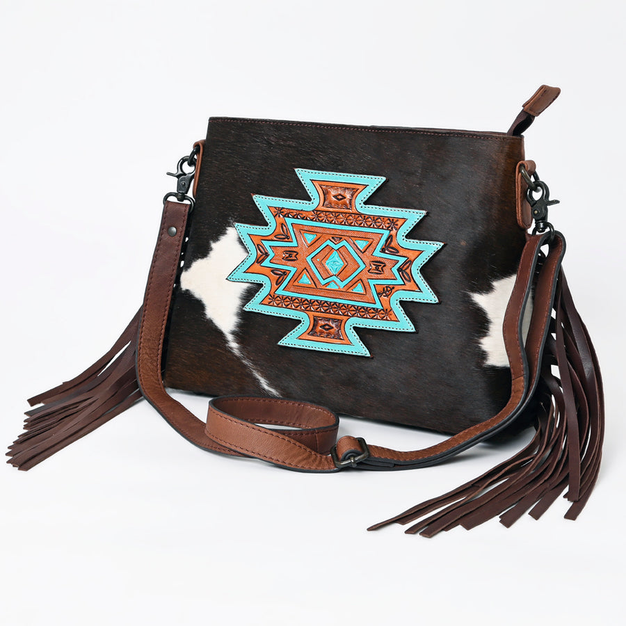 American Darling Crossbody Hand Tooled Hair-On Genuine Leather Women Bag Western Handbag Purse - Uhorse