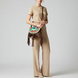 American Darling Messenger Hand Tooled Saddle Blanket Hair On Genuine Leather Women Bag Western Handbag Purse