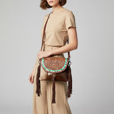 American Darling Messenger Hand Tooled Saddle Blanket Hair On Genuine Leather Women Bag Western Handbag Purse