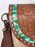 American Darling Messenger Hand Tooled Saddle Blanket Hair On Genuine Leather Women Bag Western Handbag Purse