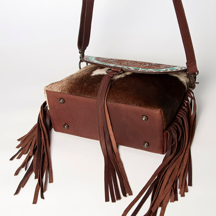 American Darling Messenger Hand Tooled Saddle Blanket Hair On Genuine Leather Women Bag Western Handbag Purse