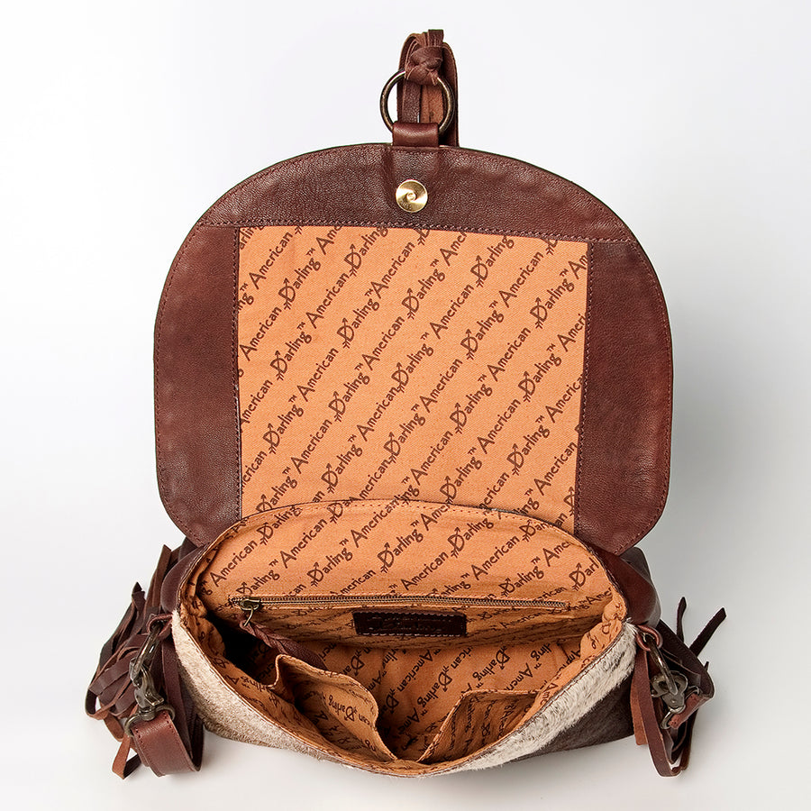American Darling Messenger Hand Tooled Saddle Blanket Hair On Genuine Leather Women Bag Western Handbag Purse