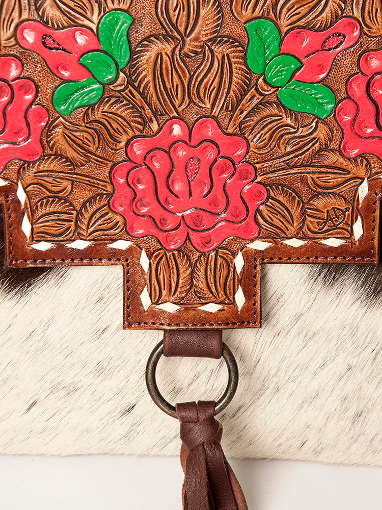 American Darling Cross Body II Hand Tooled Hair On Genuine Leather Women Bag Western Handbag Purse