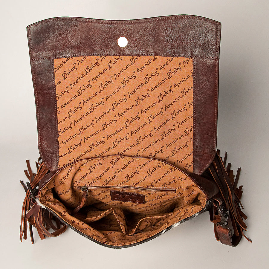 American Darling Crossbody Hand Tooled Hair-On Genuine Leather Women Bag Western Handbag Purse