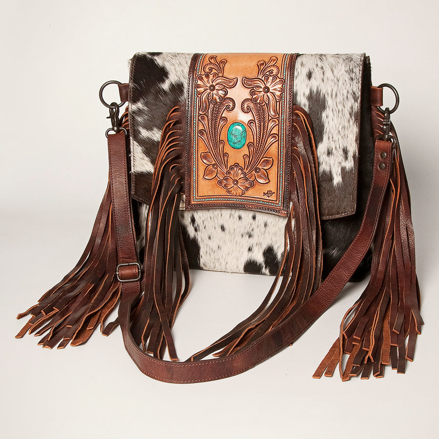 American Darling Crossbody Hand Tooled Hair-On Genuine Leather Women Bag Western Handbag Purse - Uhorse