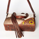 American Darling ADBGZ620 Briefcase Hand Tooled Hair-On Genuine Leather Women Bag Western Handbag Purse