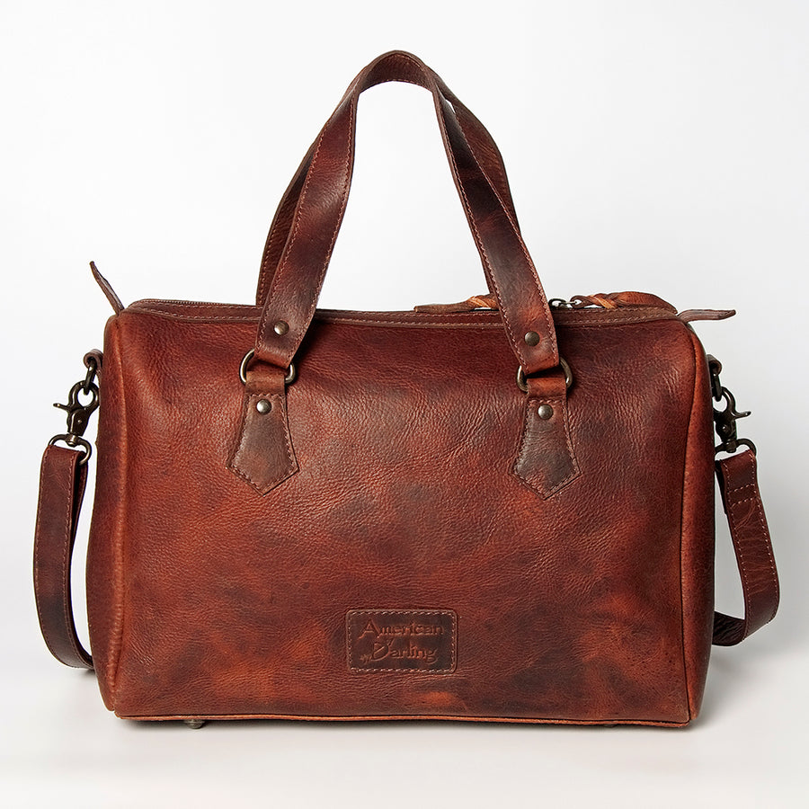 American Darling Briefcase Hand Tooled Hair-On Genuine Leather Women Bag Western Handbag Purse