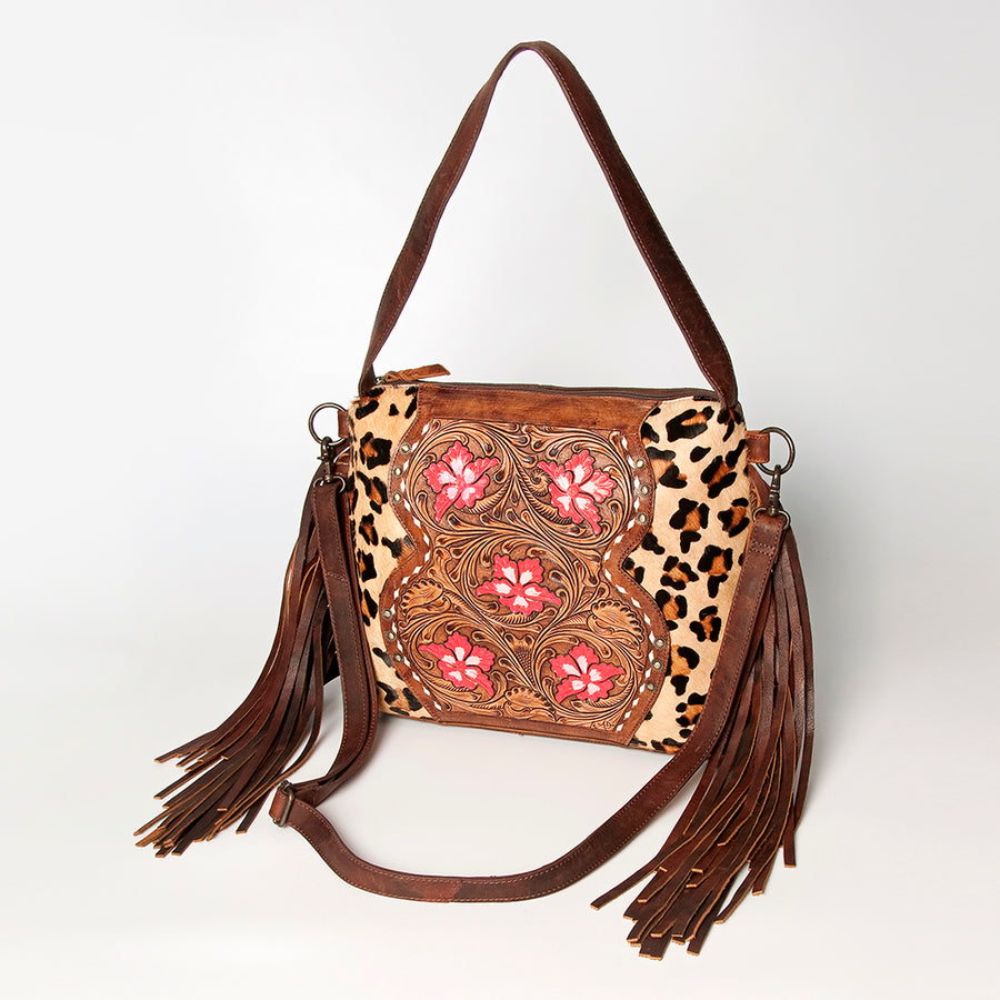 American Darling Small Crossbody Hand Tooled Hair-On Genuine Leather Women Bag Western Handbag Purse - Uhorse