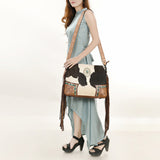 American Darling Messenger Hand Tooled Hair-On Genuine Leather Women Bag Western Handbag Purse