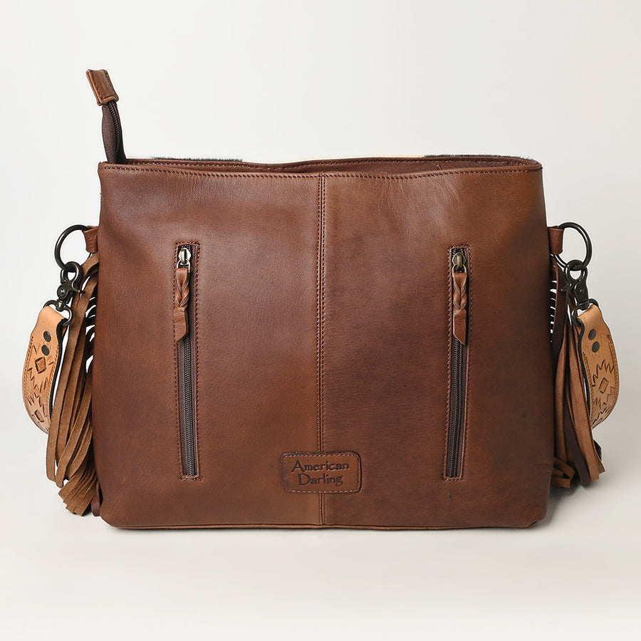 American Darling Messenger Hand Tooled Hair-On Genuine Leather Women Bag Western Handbag Purse