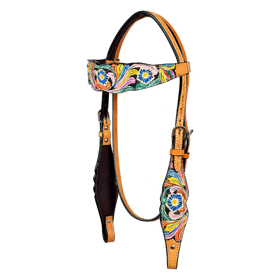 Western Horse Headstall Tack American Leather Tan Hilason - Uhorse